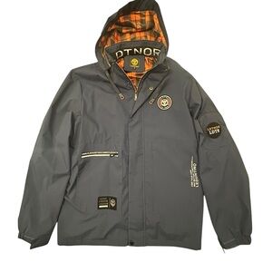 Leduntino Men's Dark Gray Waterproof Jacket‎ with Hood XL